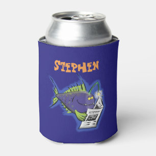 Funny angler fish cartoon can cooler