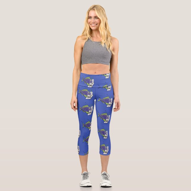 Funny angler fish cartoon capri leggings (Front)