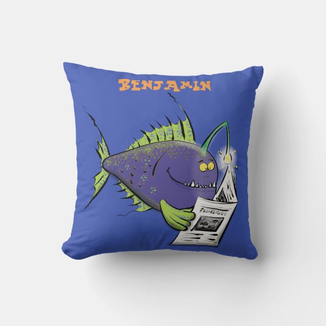 Funny angler fish cartoon cushion (Front)