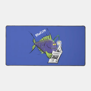 Funny angler fish cartoon  desk mat