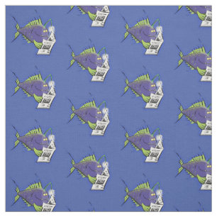 Funny angler fish cartoon fabric