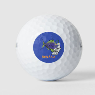 Funny angler fish cartoon golf balls