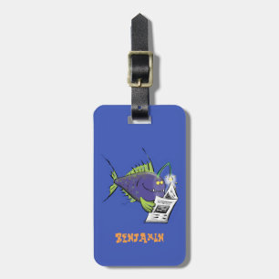 Funny angler fish cartoon luggage tag