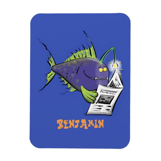 Funny angler fish cartoon magnet (Vertical)