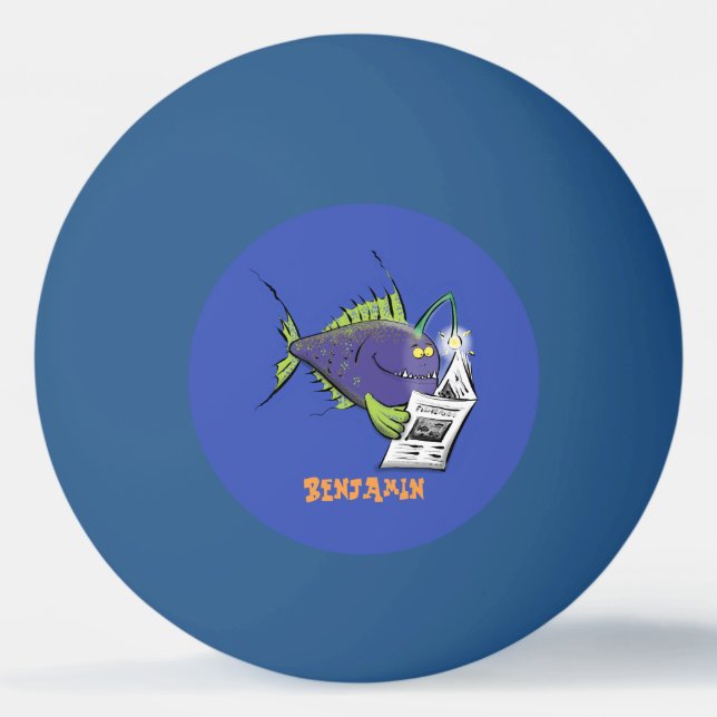 Funny angler fish cartoon ping pong ball (Front)