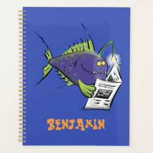 Funny angler fish cartoon planner