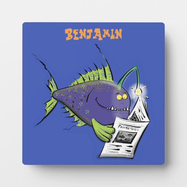 Funny angler fish cartoon plaque (Front)