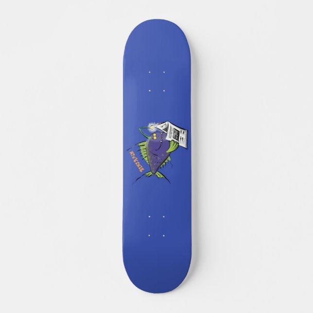 Funny angler fish cartoon skateboard (Front)