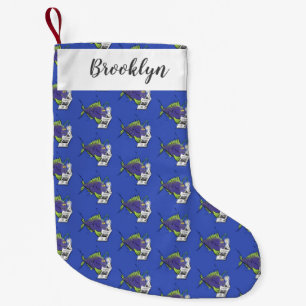 Funny angler fish cartoon small christmas stocking