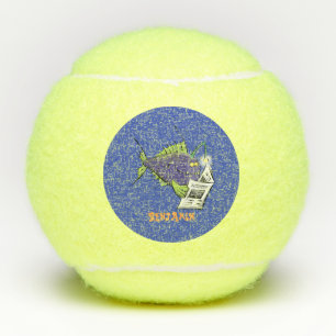 Funny angler fish cartoon tennis balls