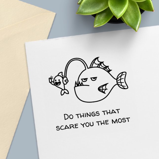 Funny Angler Fish Selfie Custom Text Self-inking Stamp (Creator Uploaded)