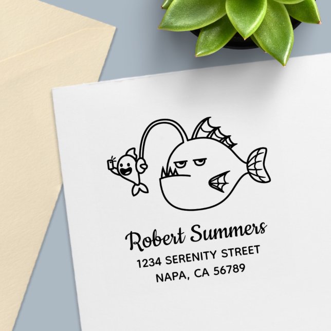 Funny Angler Fish Selfie Return Address Self-inking Stamp (Creator Uploaded)