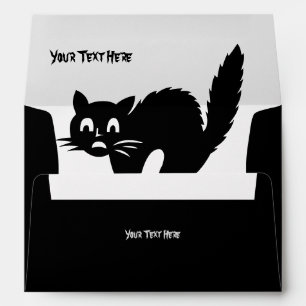 funny angry black cat halloween design black envelopes