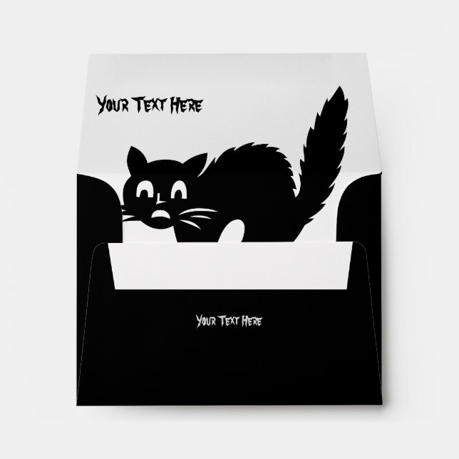 funny angry black cat halloween design envelope (Back (Bottom))