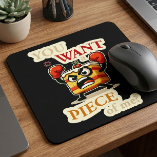 Funny Angry Cake Slice Ready to Fight Cartoon Mouse Pad