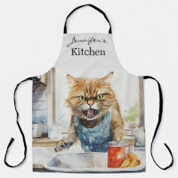 Funny Angry Cat All-Over Print Apron