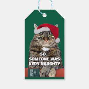 Funny angry cat Christmas Gift Tags