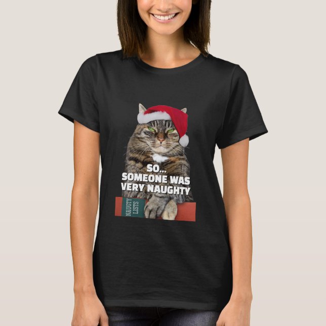 Funny angry cat Christmas T-Shirt (Front)