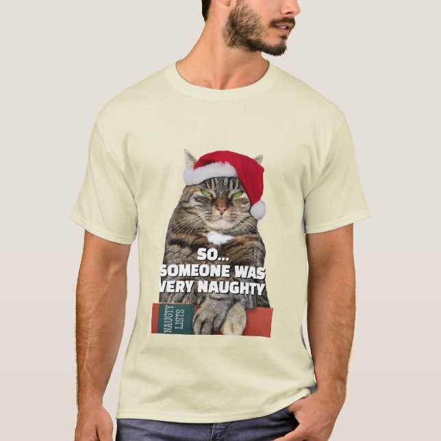 Funny angry cat Christmas T-Shirt (Front)