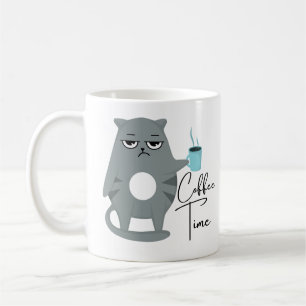 Funny Angry Cat Coffee Time Typography Mug