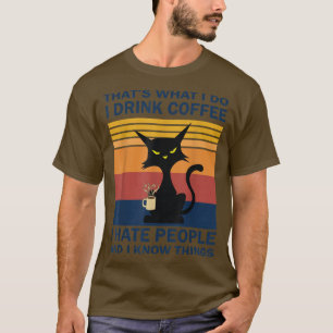 Funny Angry Cat Drinking Coffee T-Shirt