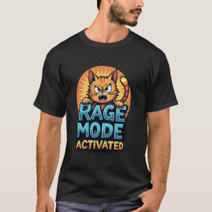 Funny Angry Cat Gaming Rage Mode Design T-Shirt