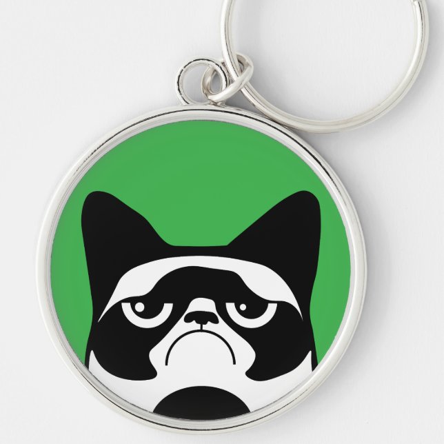 Funny Angry Cat Key Ring (Front)