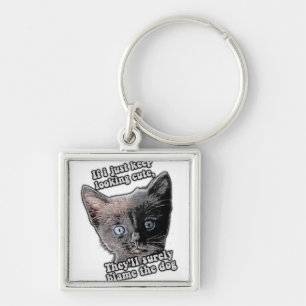 Funny angry cat meme for cat owners and lovers key ring
