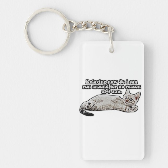 Funny angry cat meme for cat owners & lovers key ring (Front)