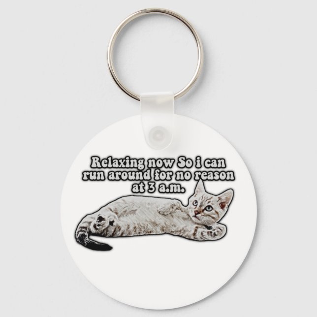 Funny angry cat meme for cat owners & lovers key ring (Front)