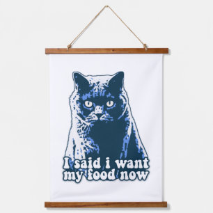 Funny angry cat meme for cat persons and owners  hanging tapestry