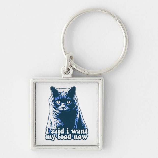 Funny angry cat meme for cat persons and owners key ring (Front)