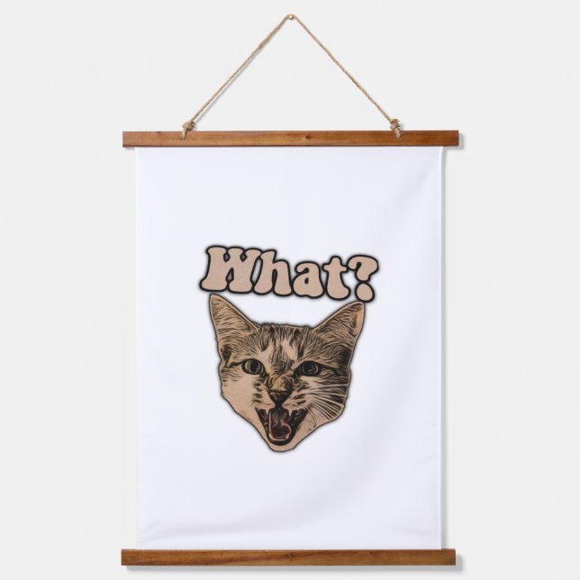 Funny angry cat meme for cat persons & cat lovers  hanging tapestry (Front)