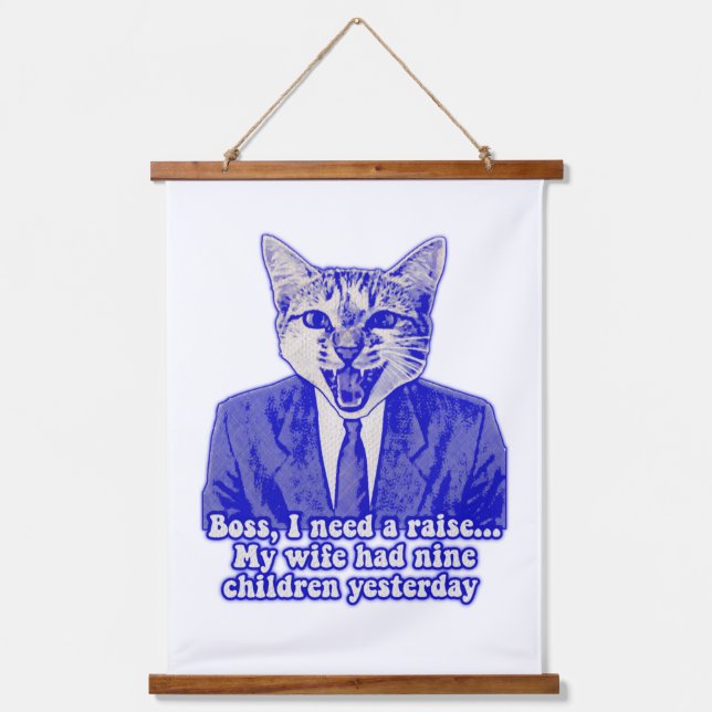 Funny angry cat meme for kitty lovers  hanging tapestry (Front)