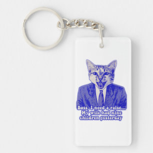 Funny angry cat meme for kitty lovers key ring