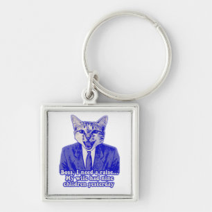 Funny angry cat meme for kitty lovers key ring