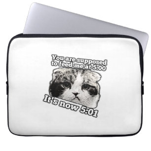 Funny angry cat meme for kitty owners laptop sleeve