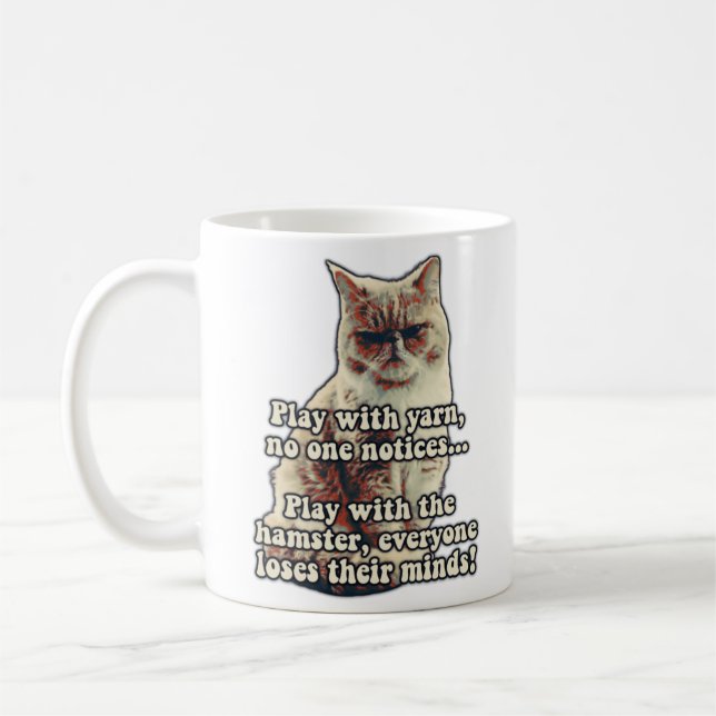 Funny angry cat meme for kitty persons &cat lovers coffee mug (Left)