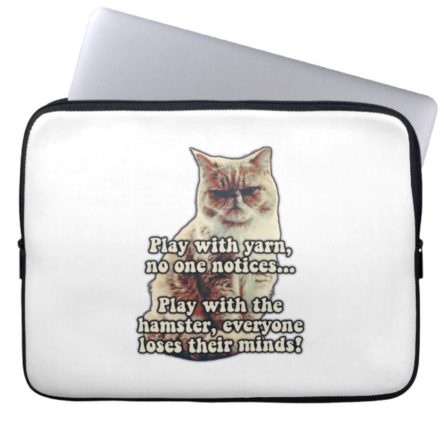 Funny angry cat meme for kitty persons &cat lovers laptop sleeve (Front)