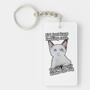 Funny angry cat meme for kitty persons &cat owners key ring