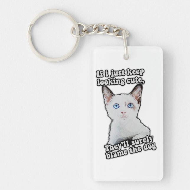 Funny angry cat meme for kitty persons &cat owners key ring (Front)