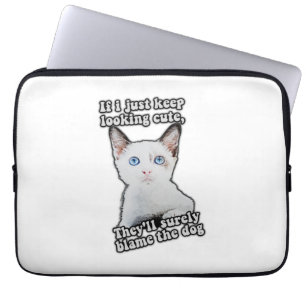 Funny angry cat meme for kitty persons &cat owners laptop sleeve