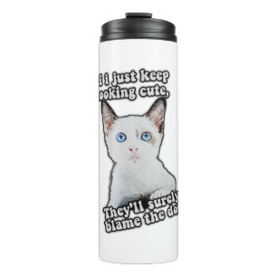 Funny angry cat meme for kitty persons &cat owners thermal tumbler