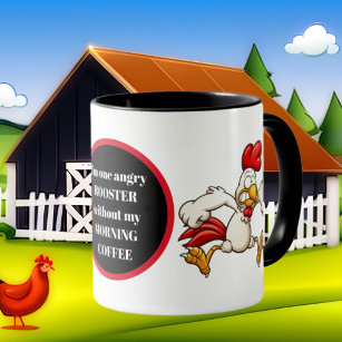 Funny angry coffee rooster mug