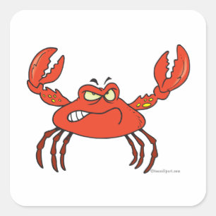 funny angry crabby red crab square sticker