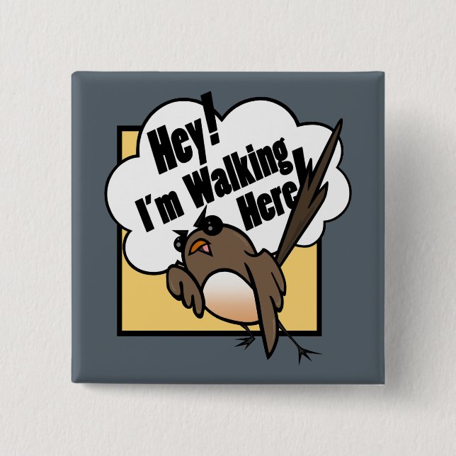 FUNNY ANGRY DISGRUNTLED BIRD SQUARE BUTTON (Front)