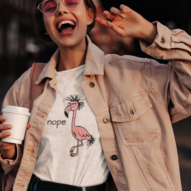 Funny Angry Flamingo Doodle Art Drawing Pink  T-Shirt (Creator Uploaded)