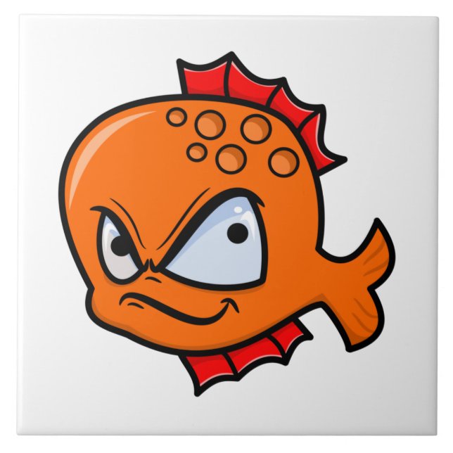 Funny Angry Goldfish Tile (Front)