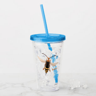 Funny angry hornet wasp cartoon illustration acrylic tumbler