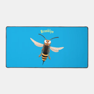 Funny angry hornet wasp cartoon illustration  desk mat
